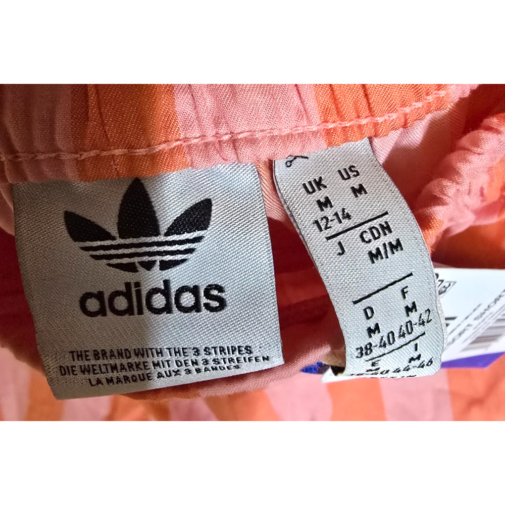 Adidas Originals Resort Shorts Womens Medium Pink Orange Striped Trefoil NWT NEW - Picture 6 of 6